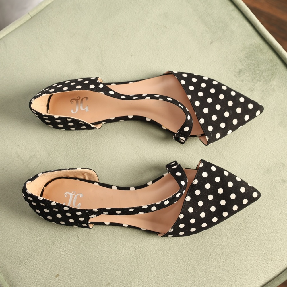 JG Women's Flats Black & White Polka Dot Size 8.5-9 - Picture 2 of 6